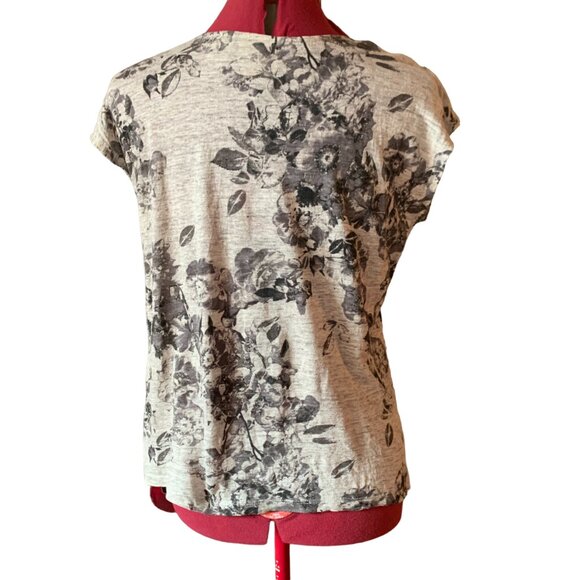 CYNTHIA ROWLEY - Linen Blouse Top scoop neckline Cap sleeves - medium - Picture 3 of 7